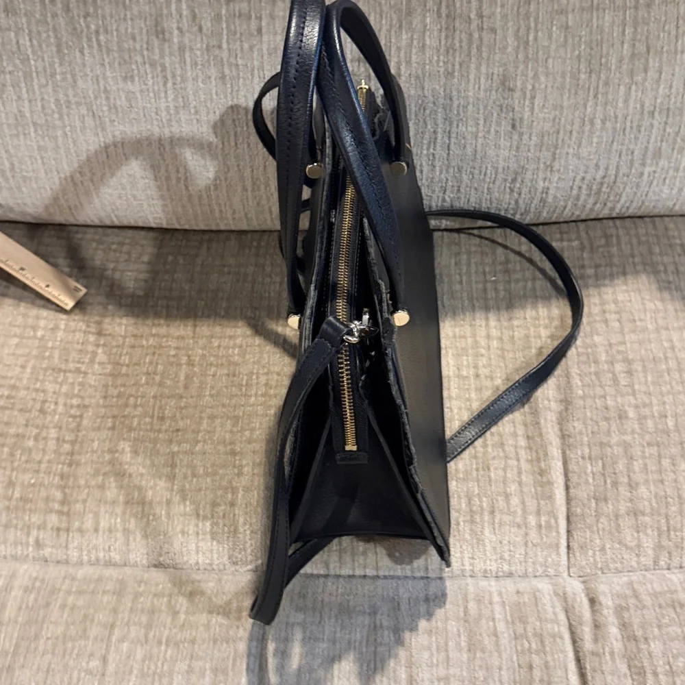 Kate Spade Black Scallop Lace Satchel 8 x 11 detachable strap gently used - Picture 7 of 12